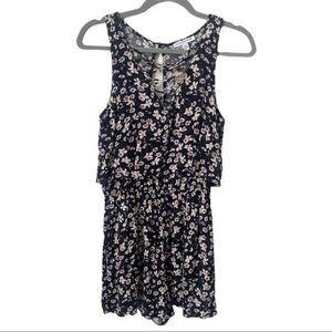 NWT American Eagle Floral Lace Up V-Neck Front Open Back Sleeveless Romper